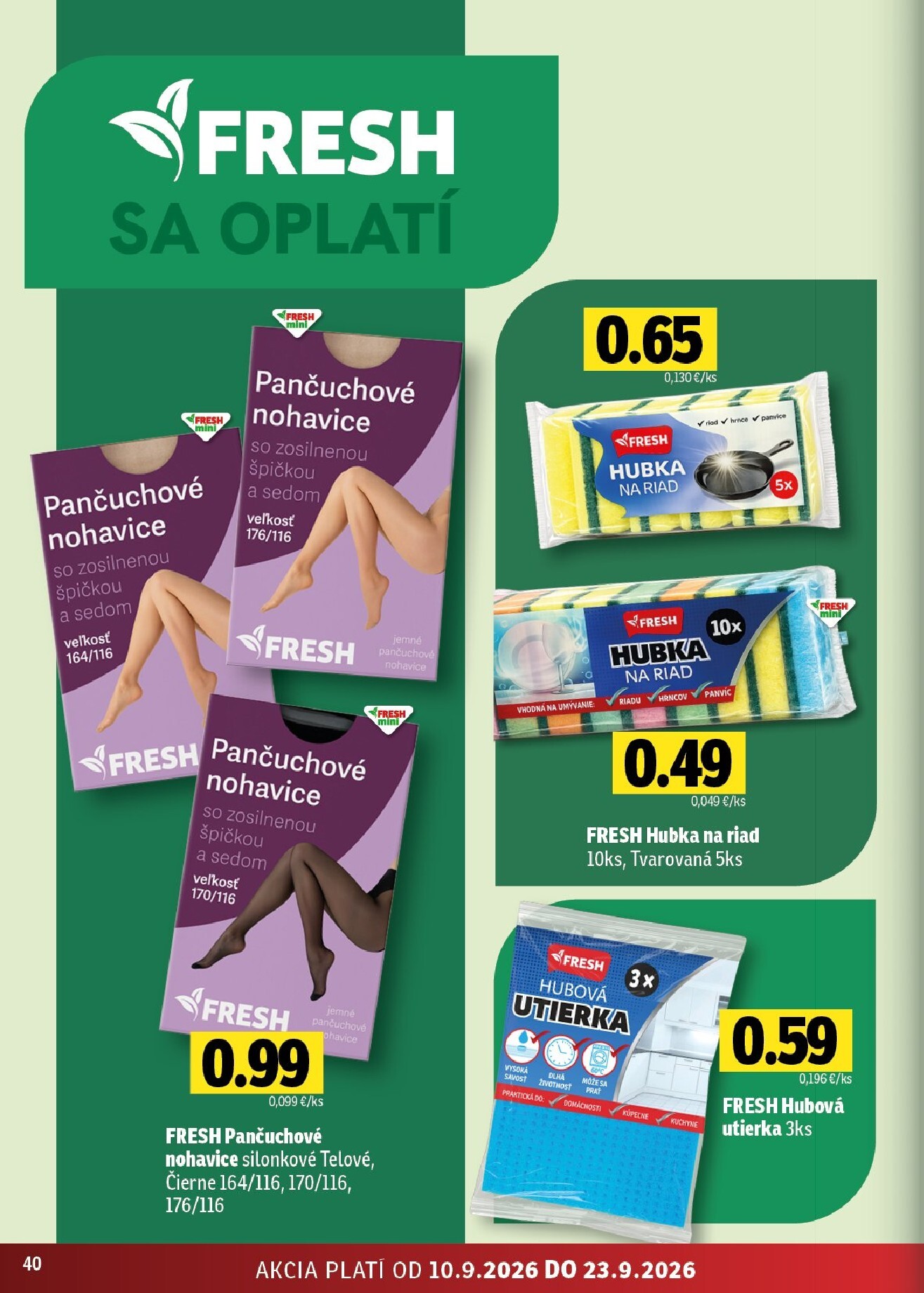 fresh - Aktuálny Fresh - Stredné a západné Slovensko leták od štvrtka, 10.09.2026 do stredy, 23.09.2026 - page: 40