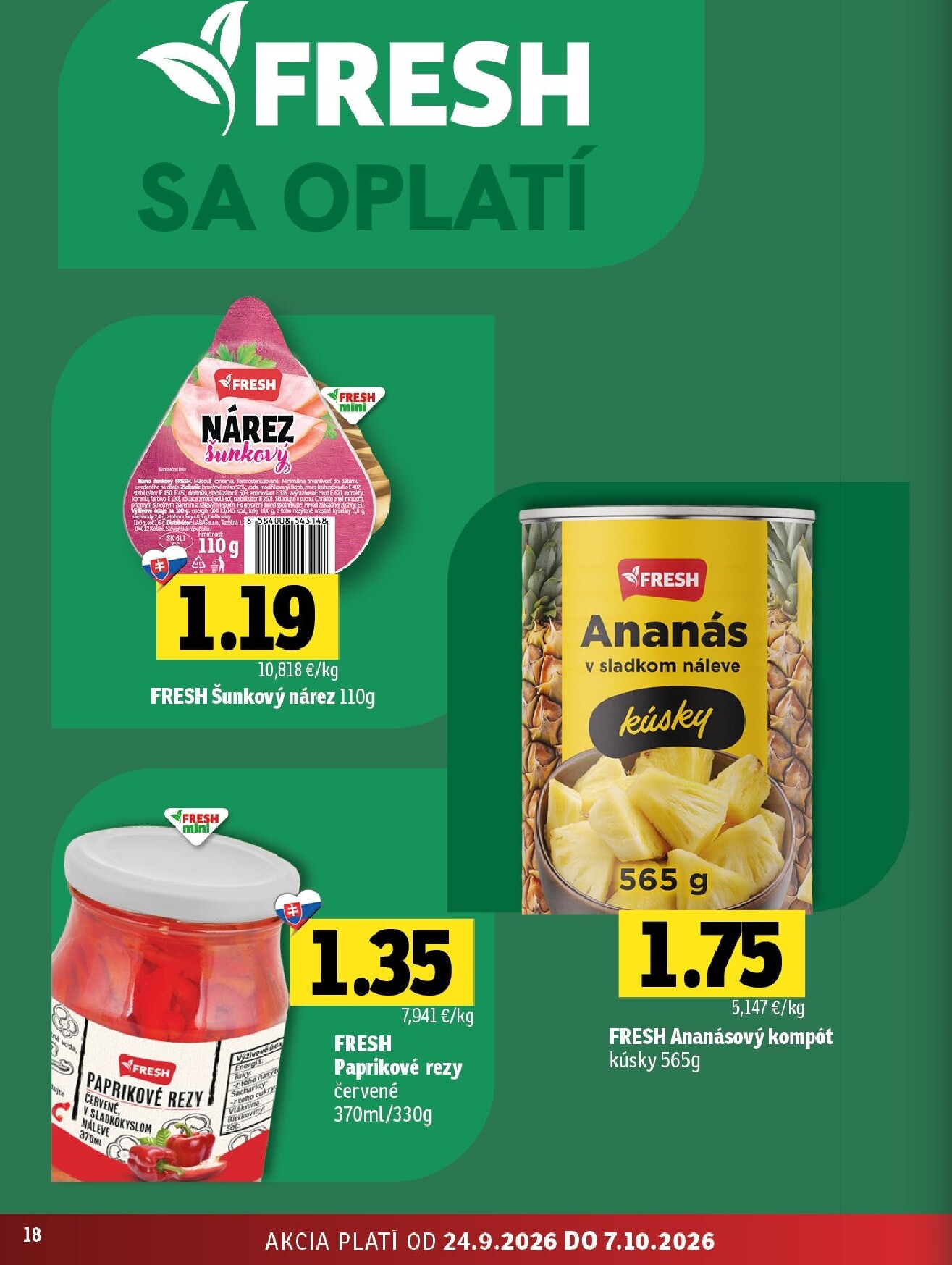 fresh - Nový Fresh - Stredné a západné Slovensko leták od štvrtka, 24.09.2026 do stredy, 07.10.2026 - page: 18