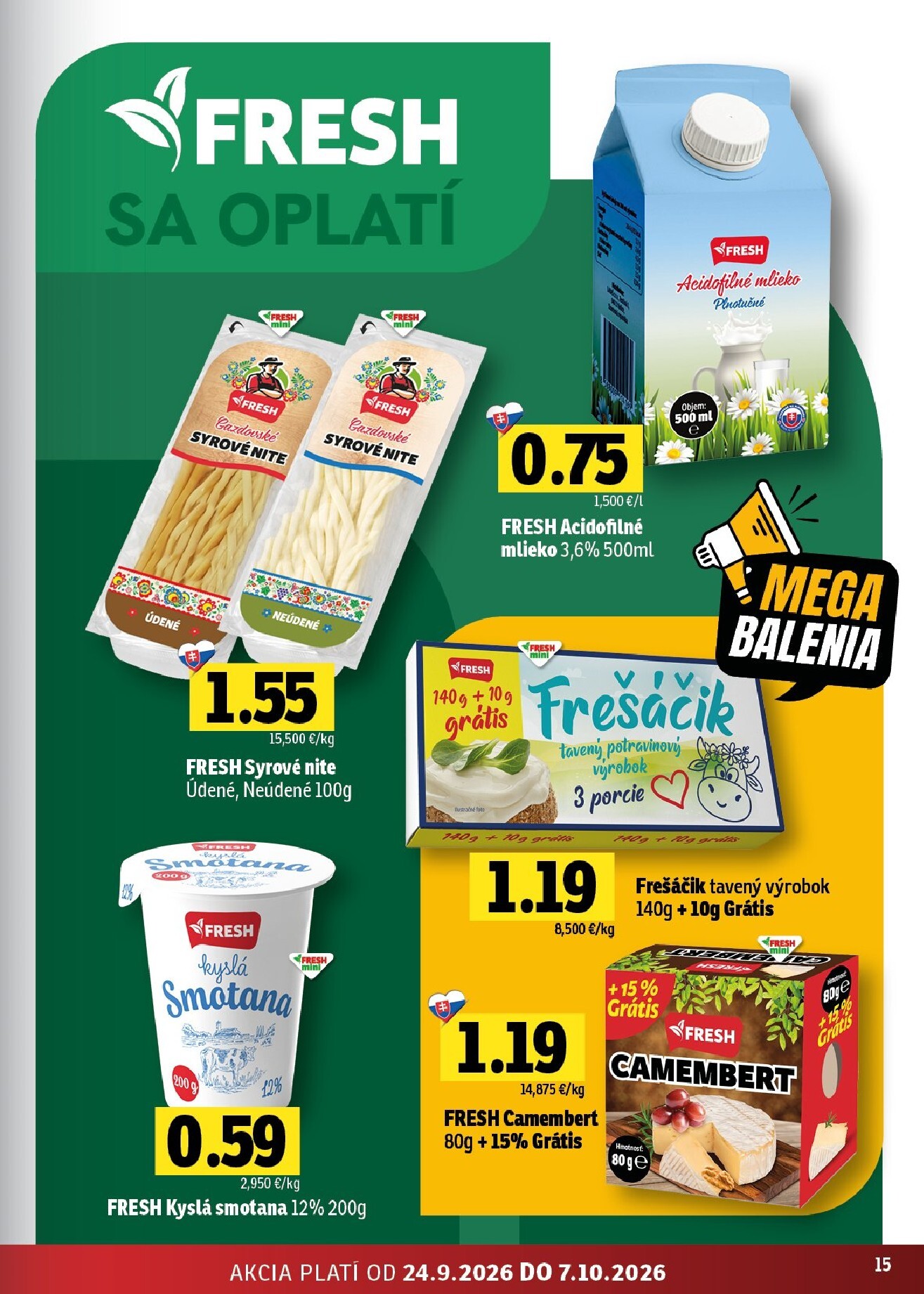 fresh - Nový Fresh - Stredné a západné Slovensko leták od štvrtka, 24.09.2026 do stredy, 07.10.2026 - page: 15