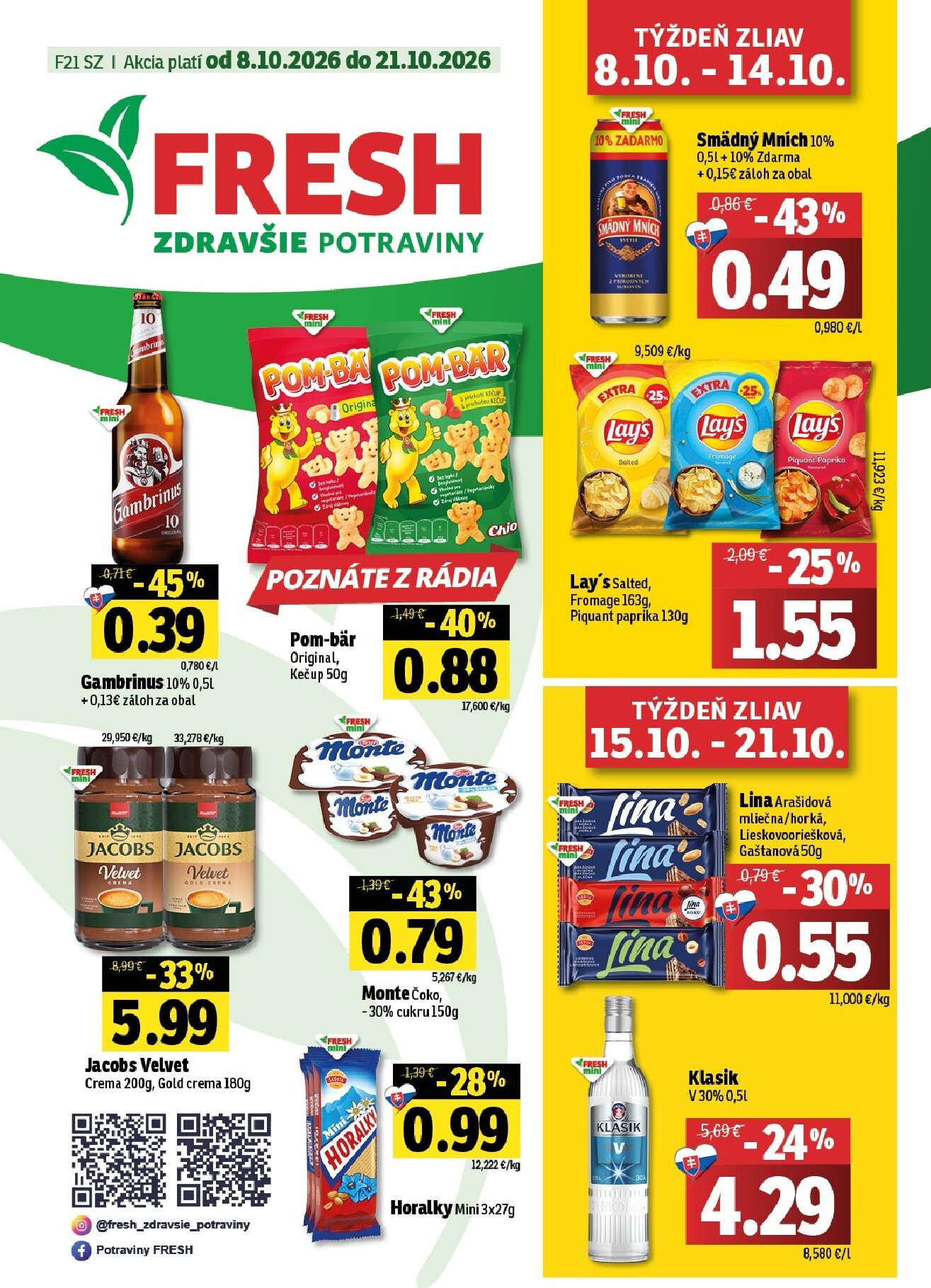 fresh - Nový Fresh - Stredné a západné Slovensko leták od štvrtka, 08.10.2026 do stredy, 21.10.2026 - page: 1
