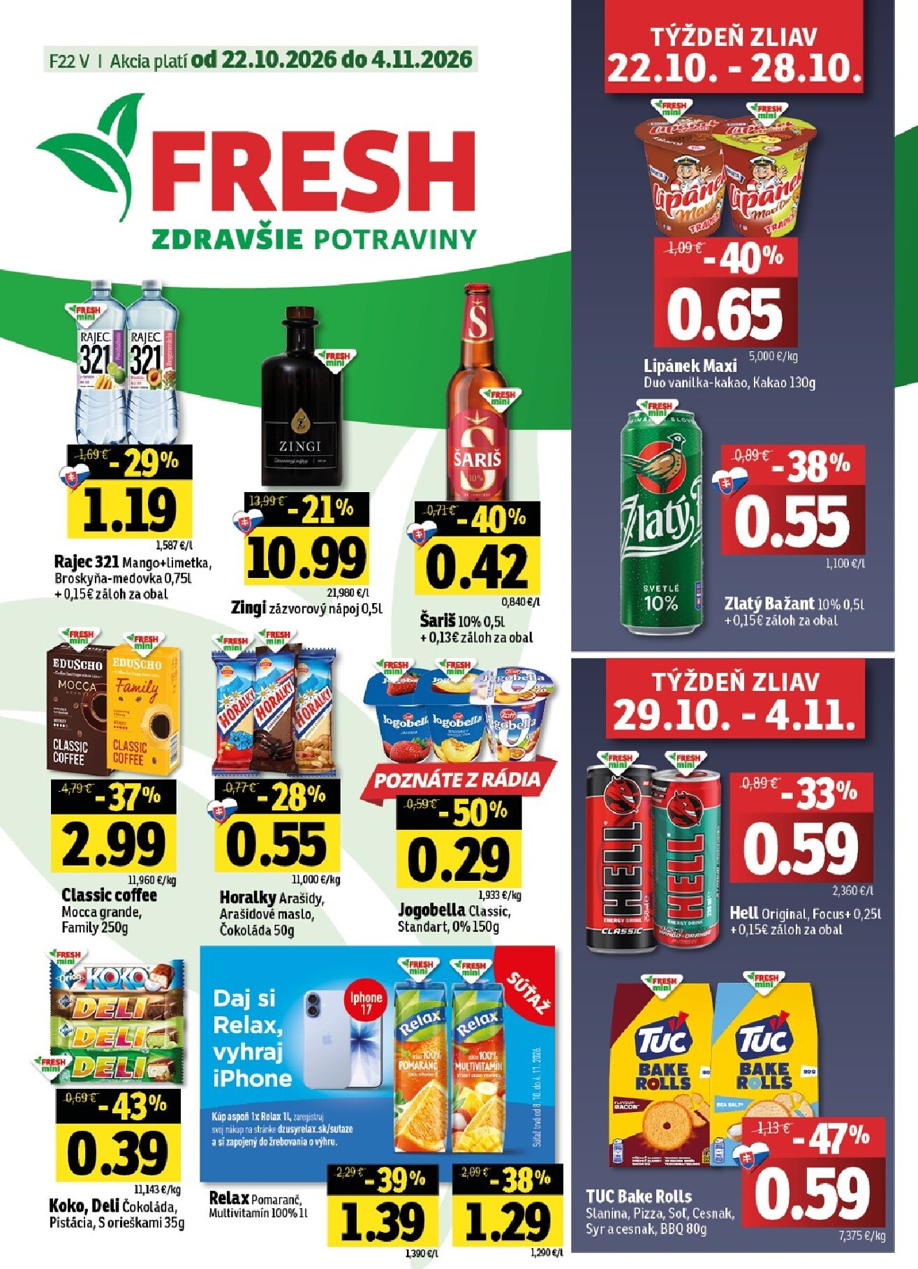 fresh - Nový Fresh Východné Slovensko leták od štvrtka, 22.10.2026 do stredy, 04.11.2026