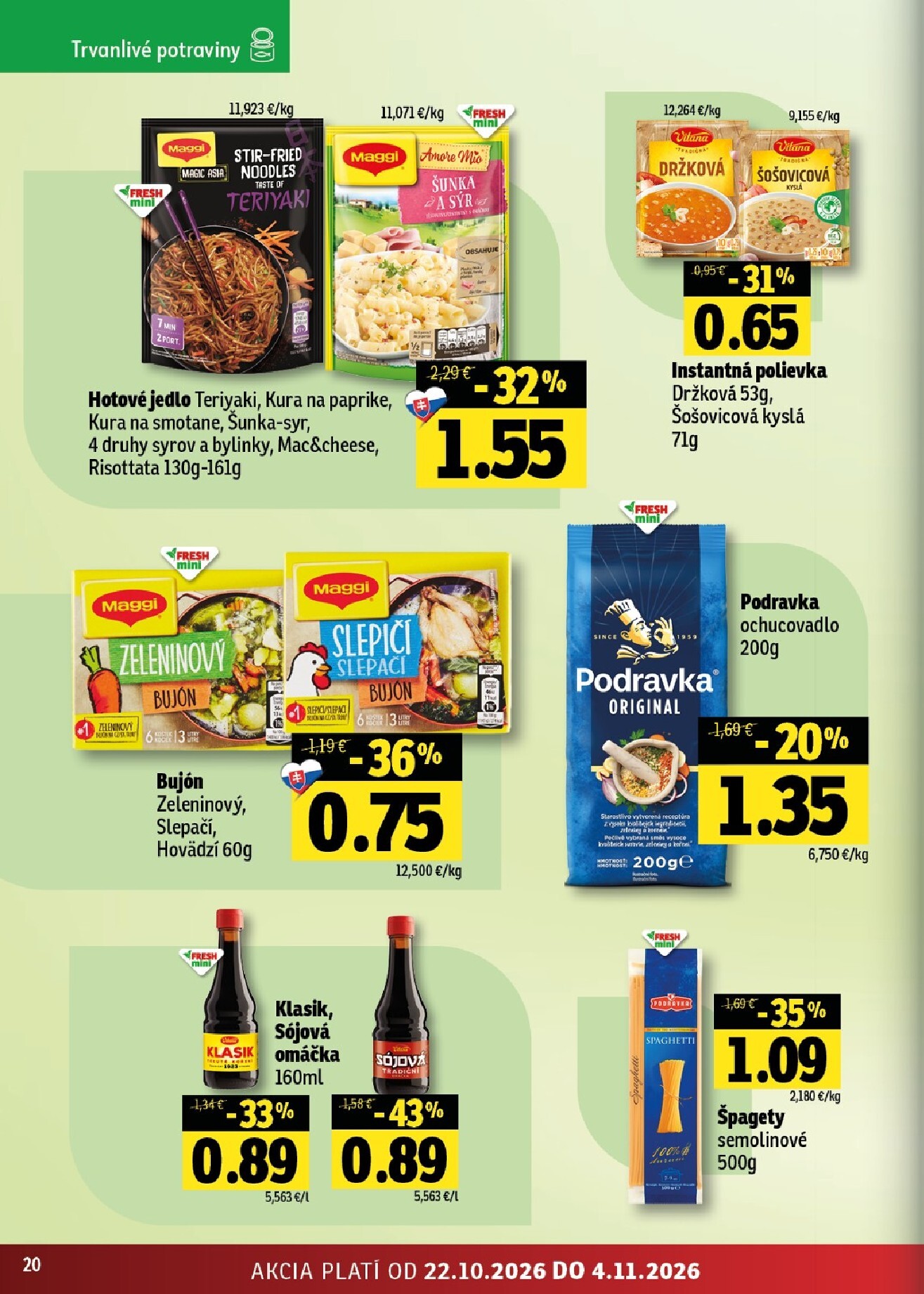 fresh - Nový Fresh Východné Slovensko leták od štvrtka, 22.10.2026 do stredy, 04.11.2026 - page: 20