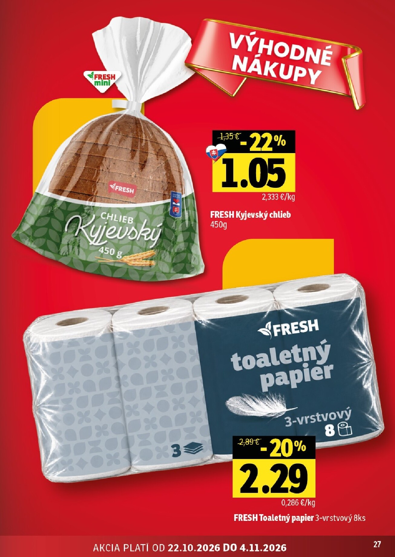 fresh - Nový Fresh Východné Slovensko leták od štvrtka, 22.10.2026 do stredy, 04.11.2026 - page: 27