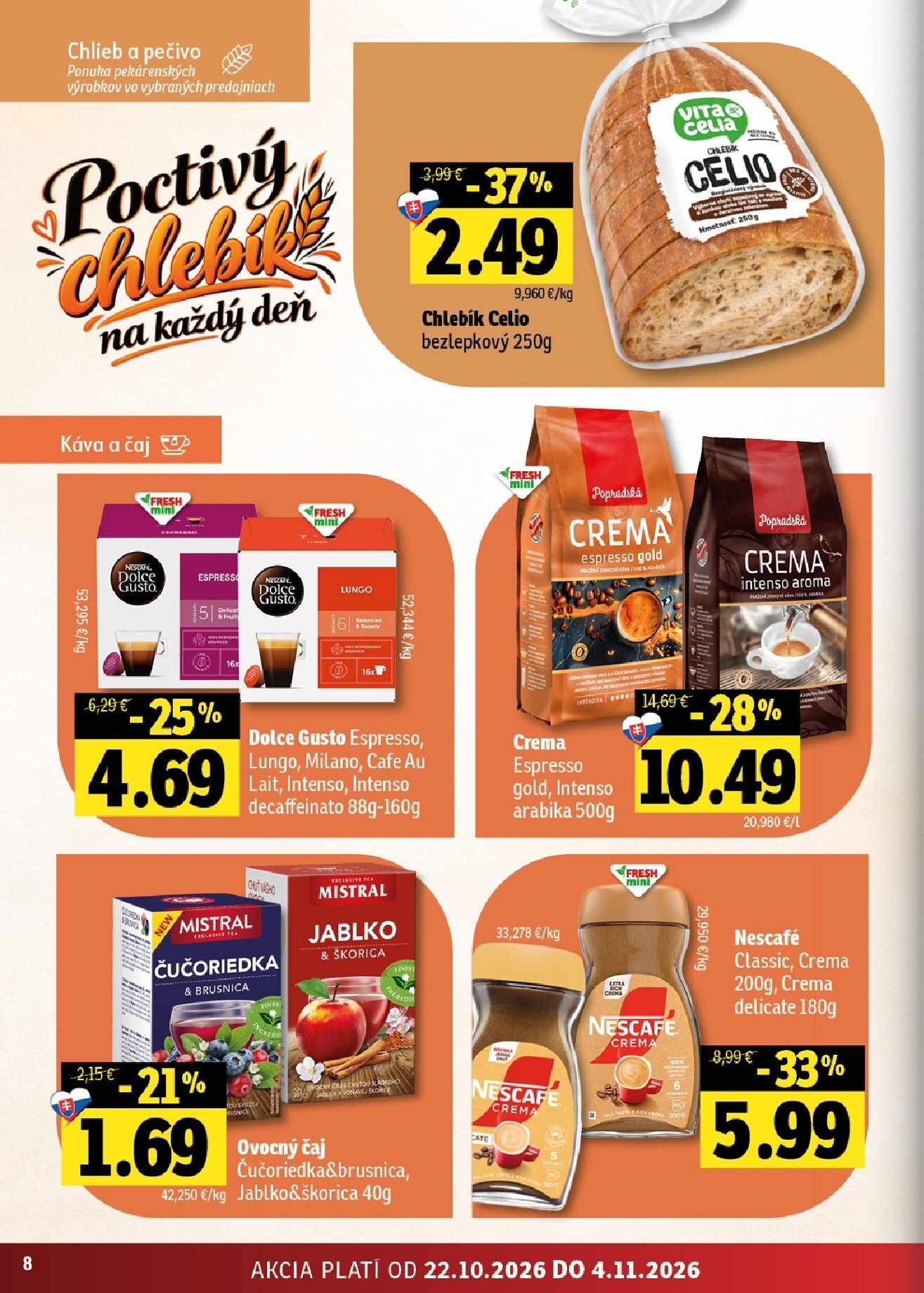 fresh - Nový Fresh - Stredné a západné Slovensko leták od štvrtka, 22.10.2026 do stredy, 04.11.2026 - page: 8
