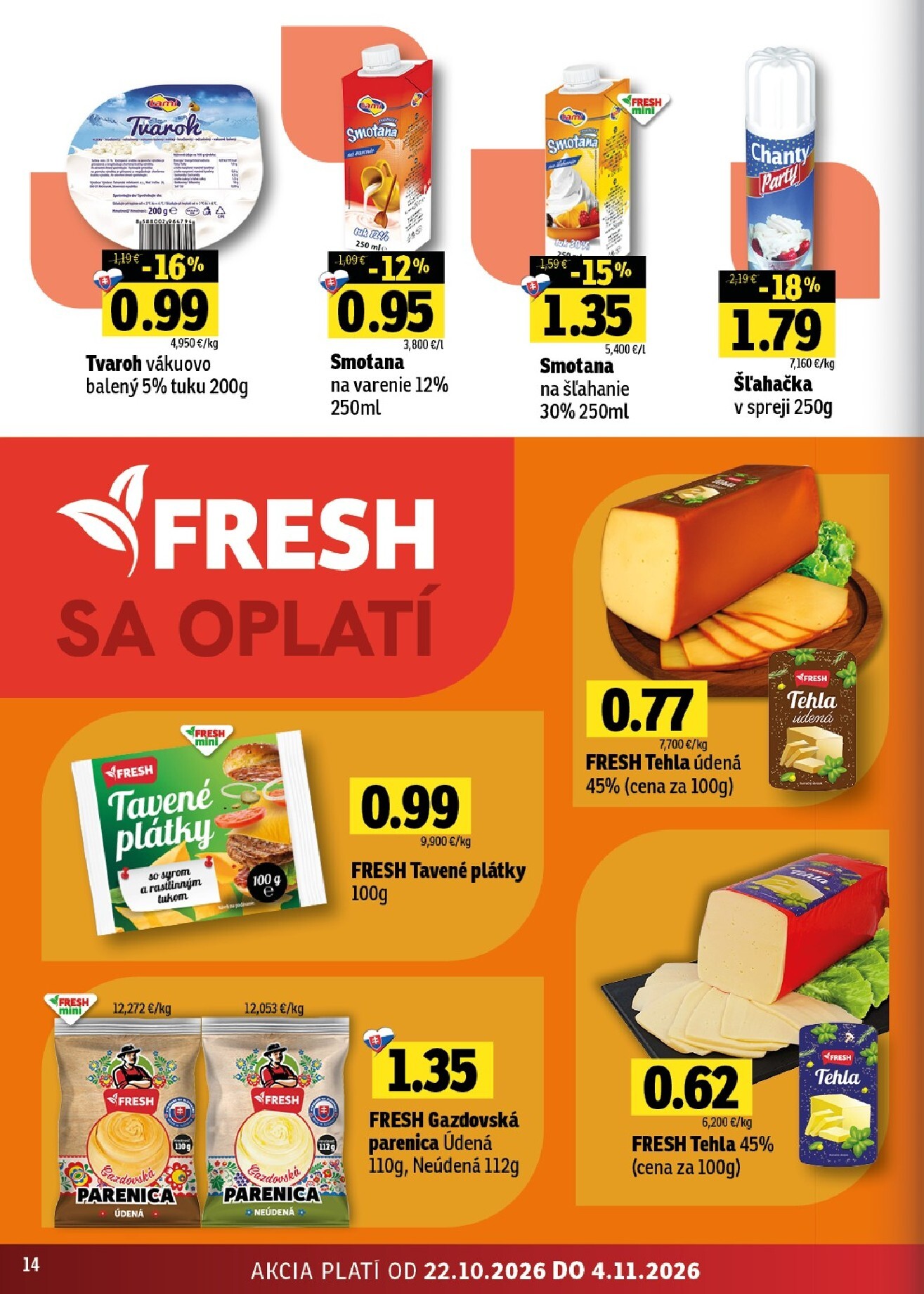 fresh - Nový Fresh - Stredné a západné Slovensko leták od štvrtka, 22.10.2026 do stredy, 04.11.2026 - page: 14