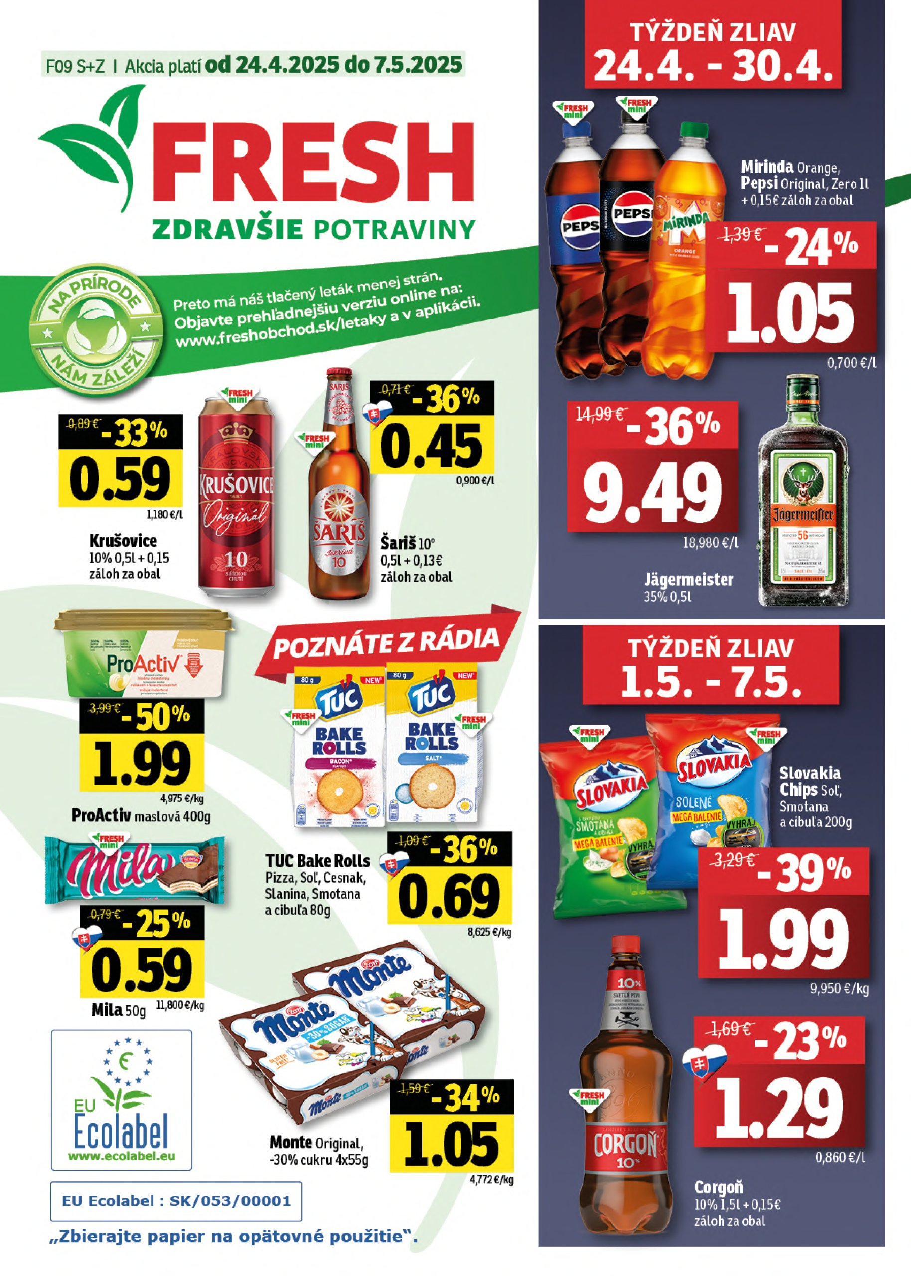 fresh - Fresh - Stredné a západné Slovensko leták platný od 24.04. - 07.05.