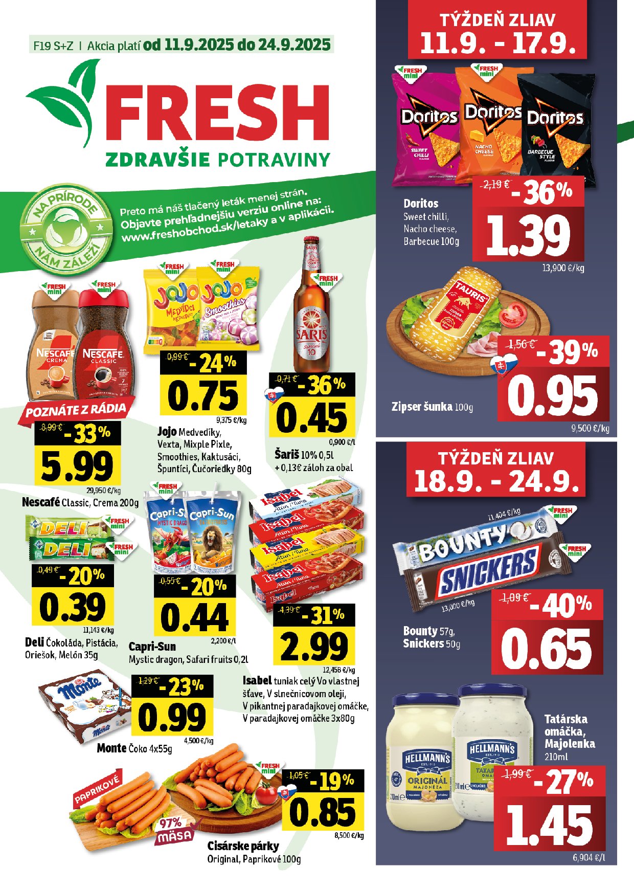 fresh - Leták Fresh - Stredné a západné Slovensko platný od 11.09. do 24.09.