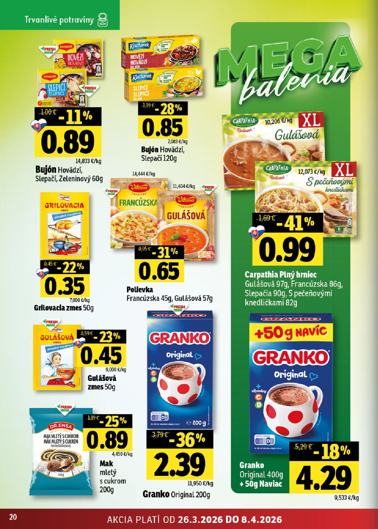 fresh - Leták Fresh - Stredné a západné Slovensko platný od 26.03.2026 do 08.04.2026 - page: 20