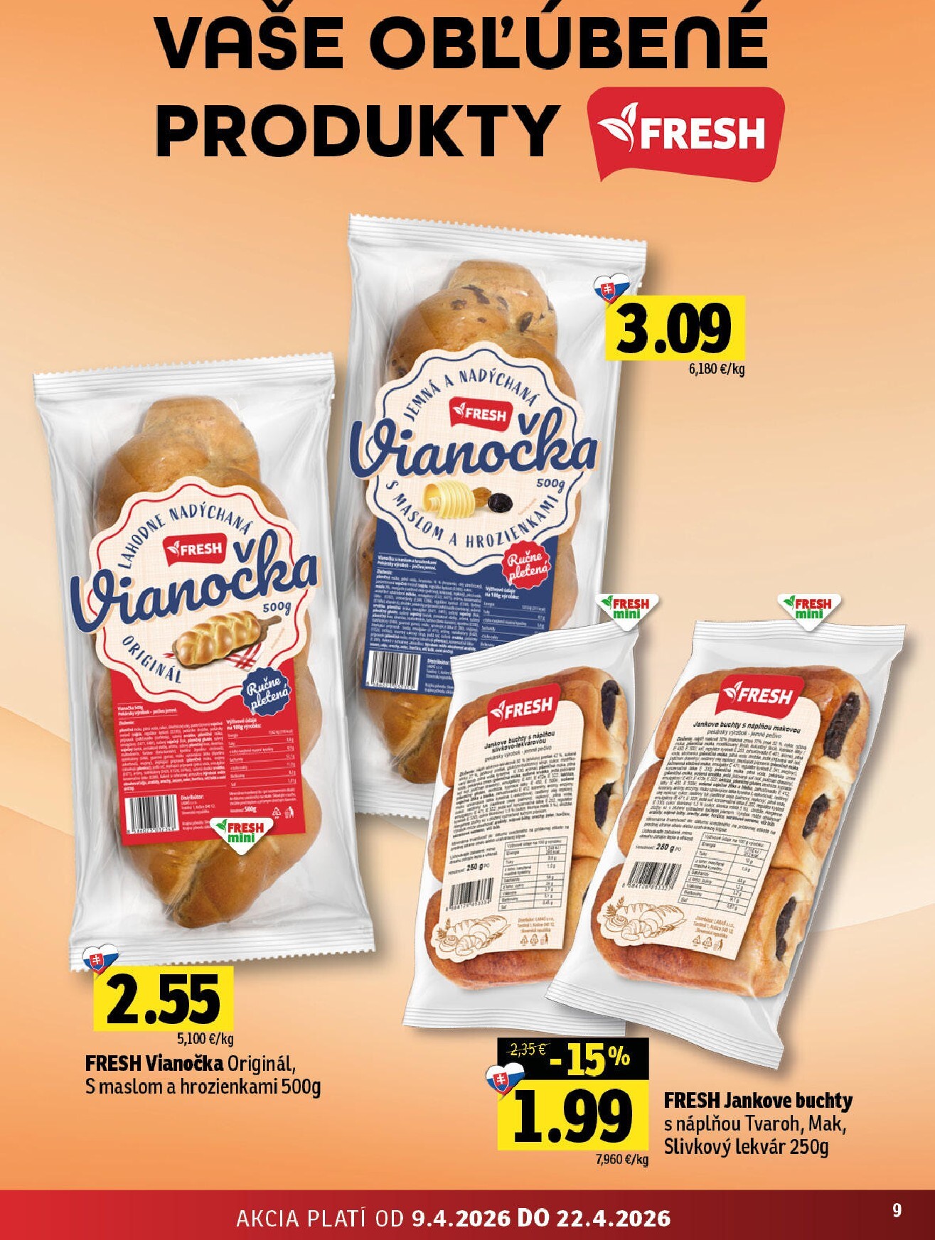 fresh - Nový leták Fresh - Stredné a západné Slovensko platný od štvrtka, 09.04.2026 do stredy, 22.04.2026 - page: 9