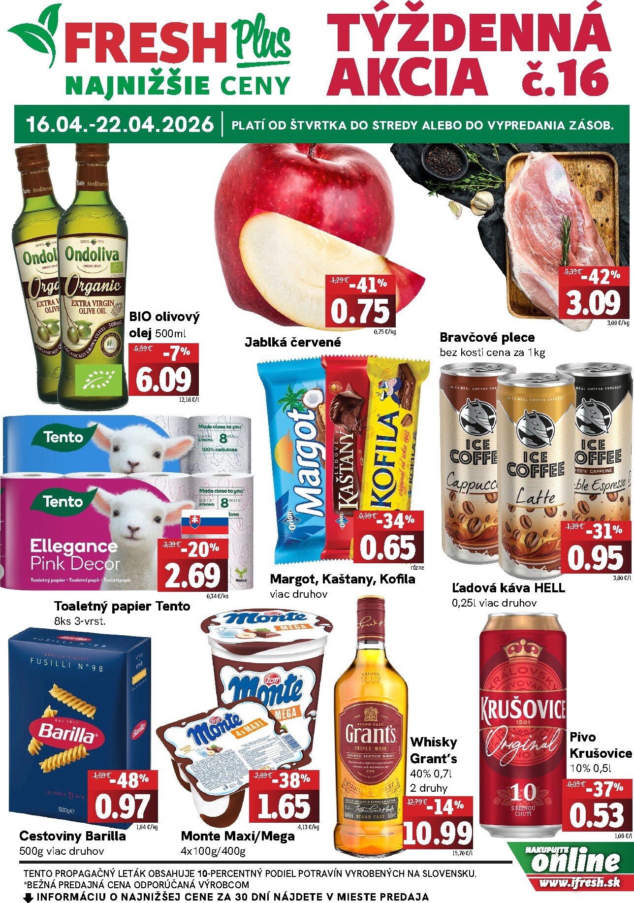 fresh - Nový leták Fresh - Plus platný od štvrtka, 16.04.2026 do stredy, 22.04.2026 - page: 1