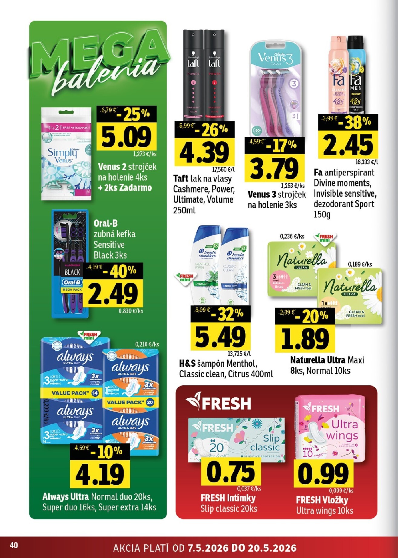 fresh - Nový leták Fresh - Stredné a západné Slovensko od štvrtka, 07.05.2026 do stredy, 20.05.2026 - page: 40