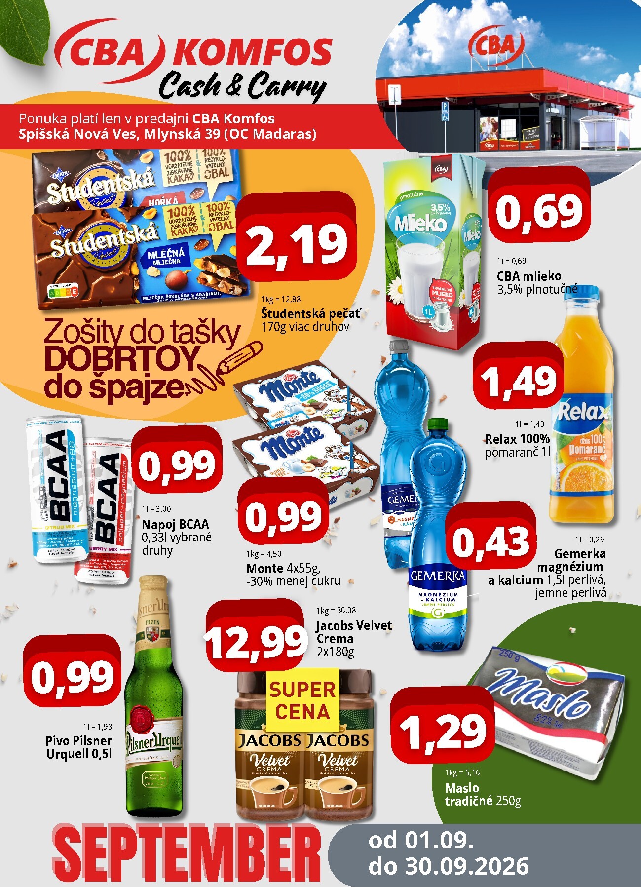 cba - Nový CBA - Super ceny Cash&Carry Spišská Nová Ves leták od utorka, 01.09.2026 do stredy, 30.09.2026