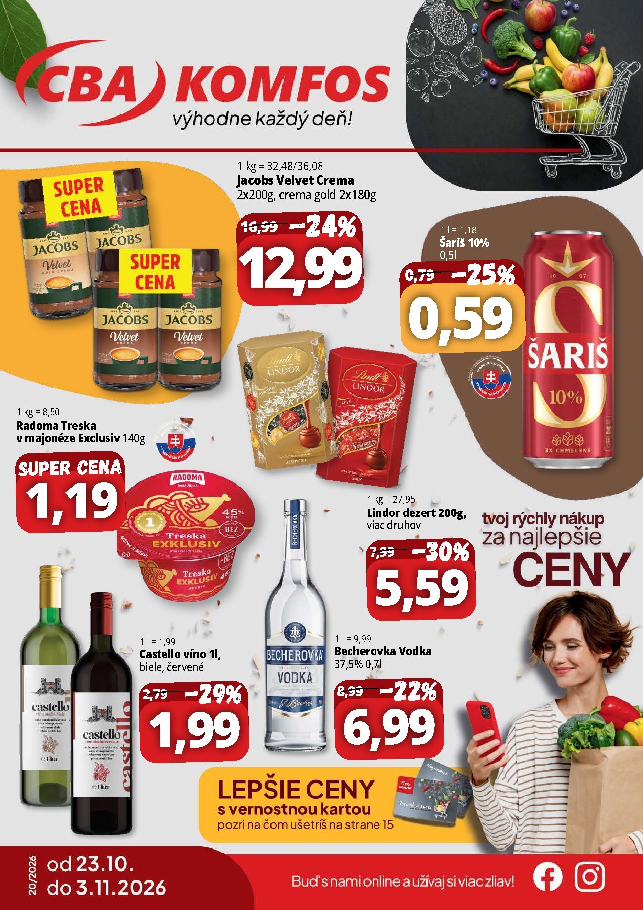 cba - Aktuálny CBA - Komfos leták od piatku, 23.10.2026 do utorka, 03.11.2026