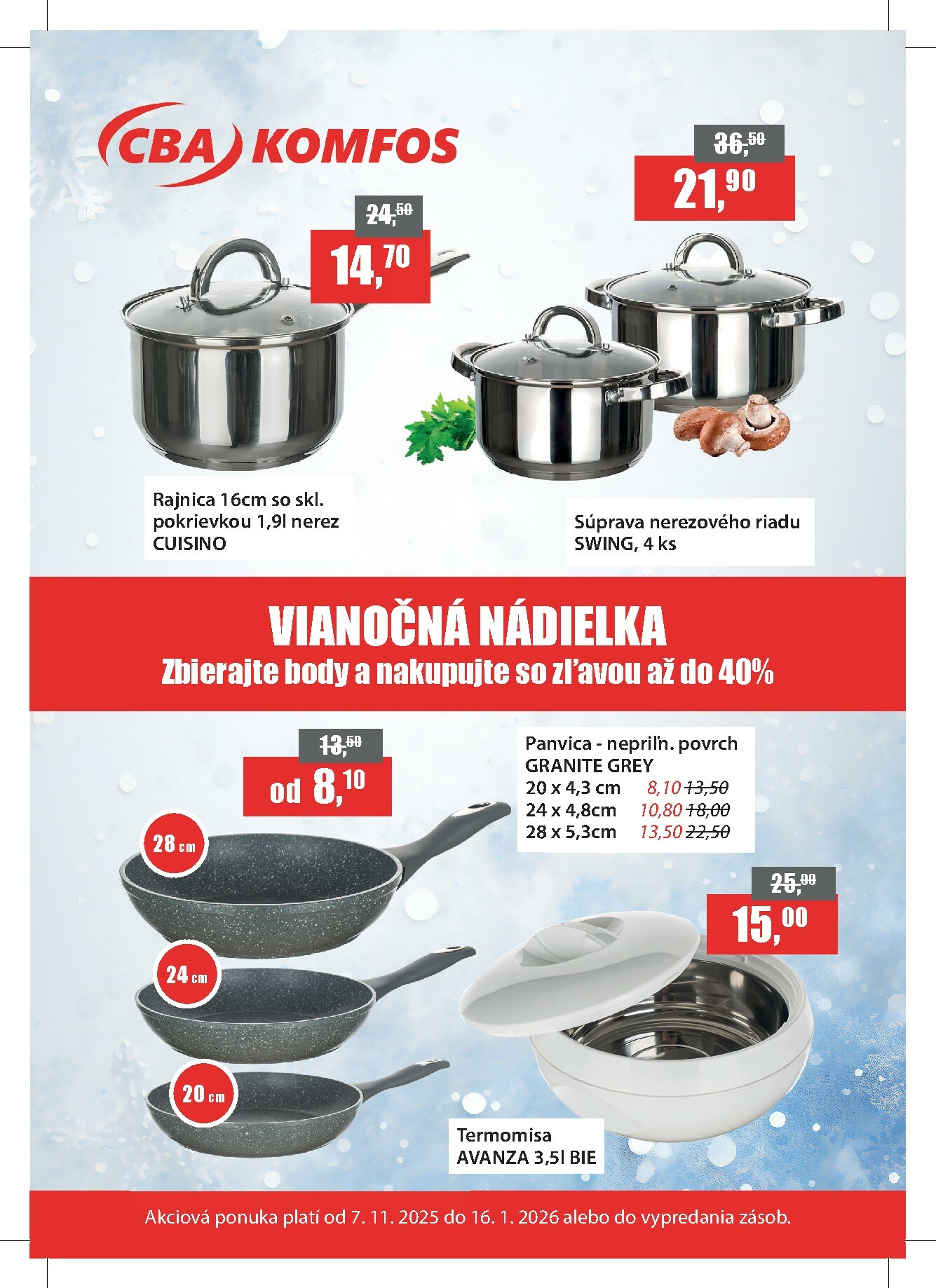cba - Leták CBA - Nepotravinové výrobky so zľavou 40% pre verných - Maloobchod platný od 07.11. do 16.12.
