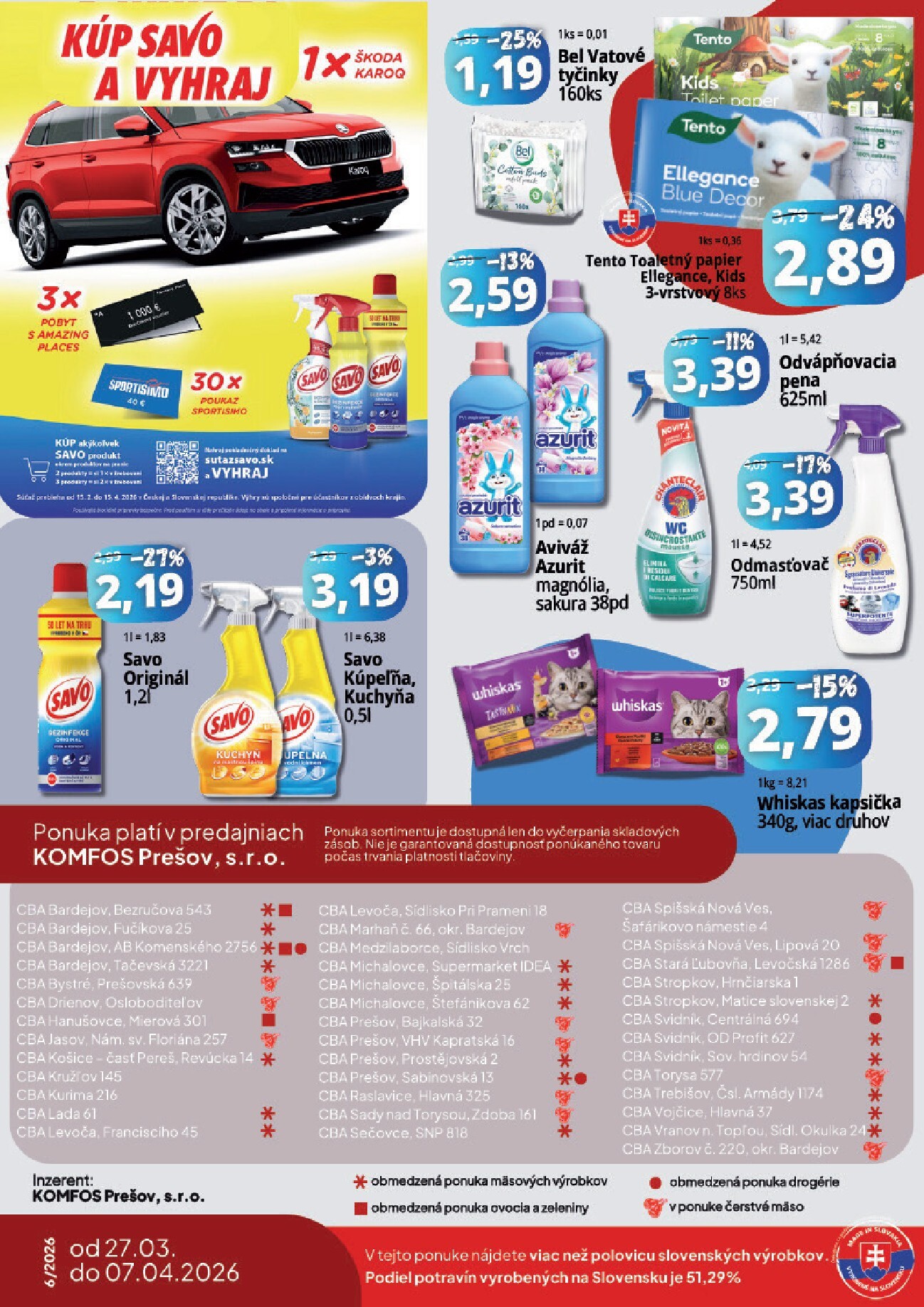 cba - Leták CBA Komfos - Veľkonočná výhodná ponuka platný od 27.03.2026 do 07.04.2026 - page: 16