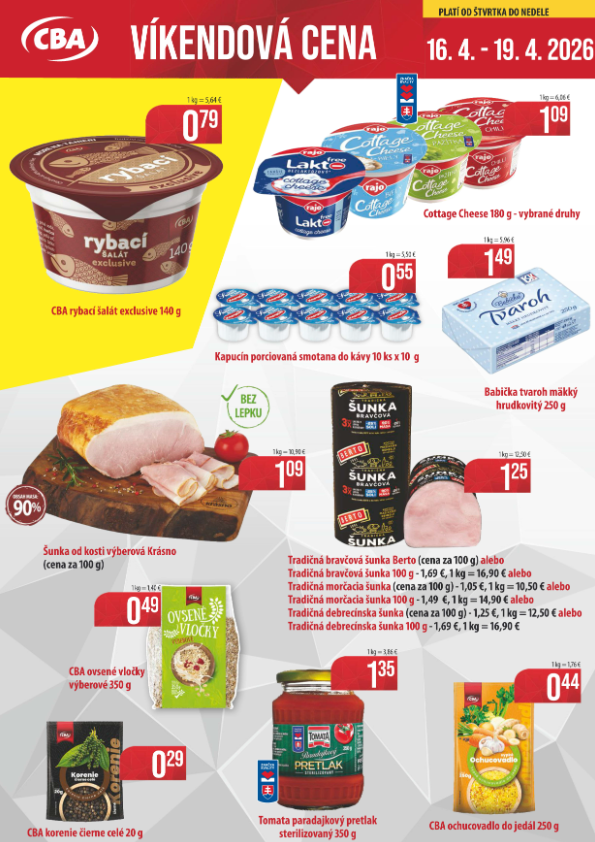 cba - Nový leták CBA - Víkendová cena platný od štvrtka, 16.04.2026 do nedele, 19.04.2026 - page: 1