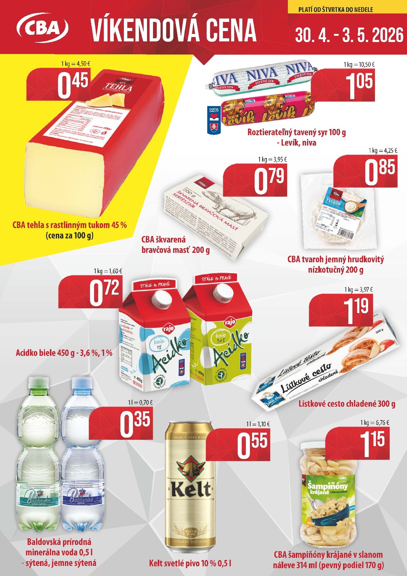 cba - Nový leták CBA - Víkendová cena od štvrtka, 30.04.2026 do nedele, 03.05.2026