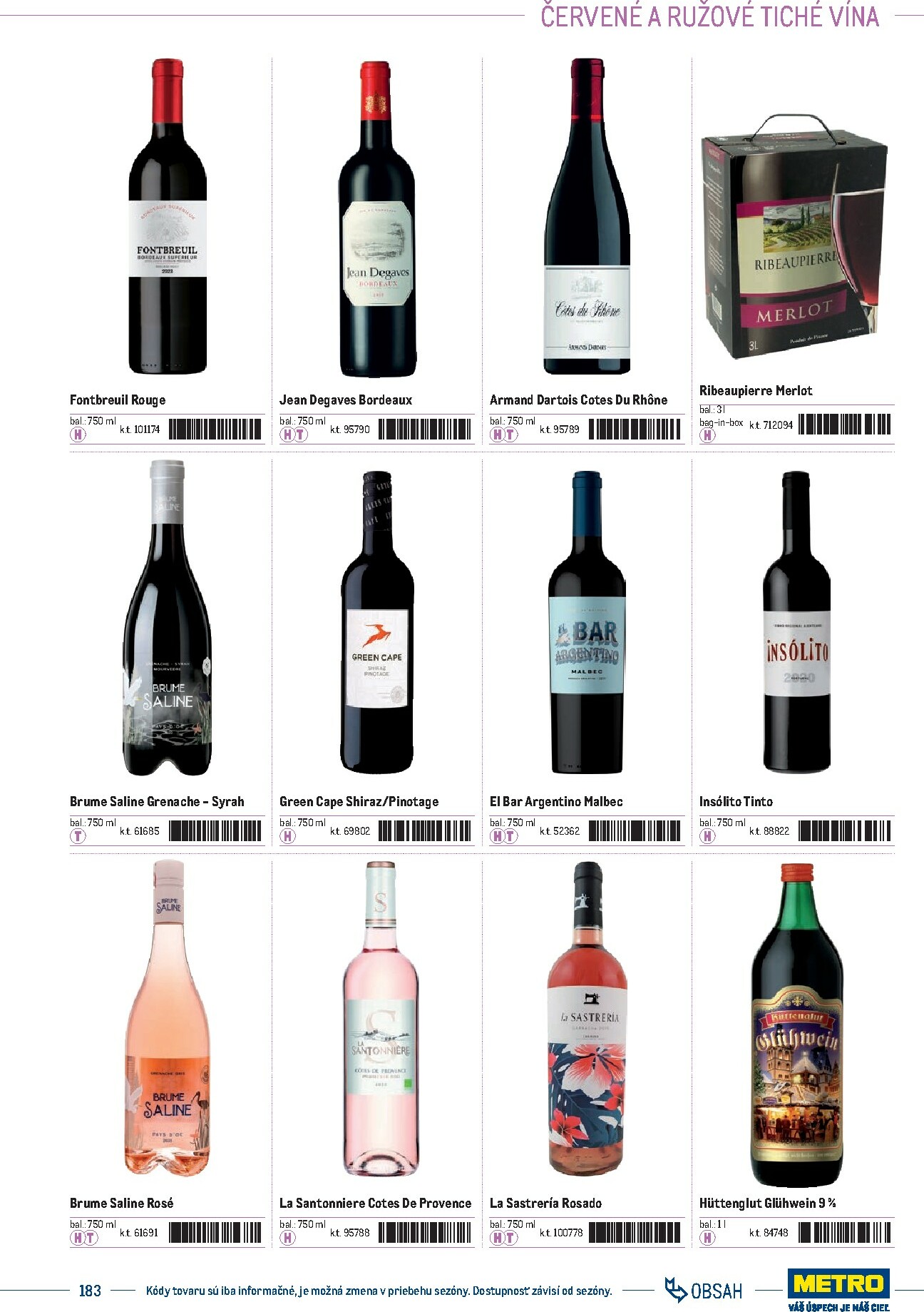 metro - Leták Metro - Katalóg vlastných značiek METRO platný od 21.11. do 21.11. - page: 183