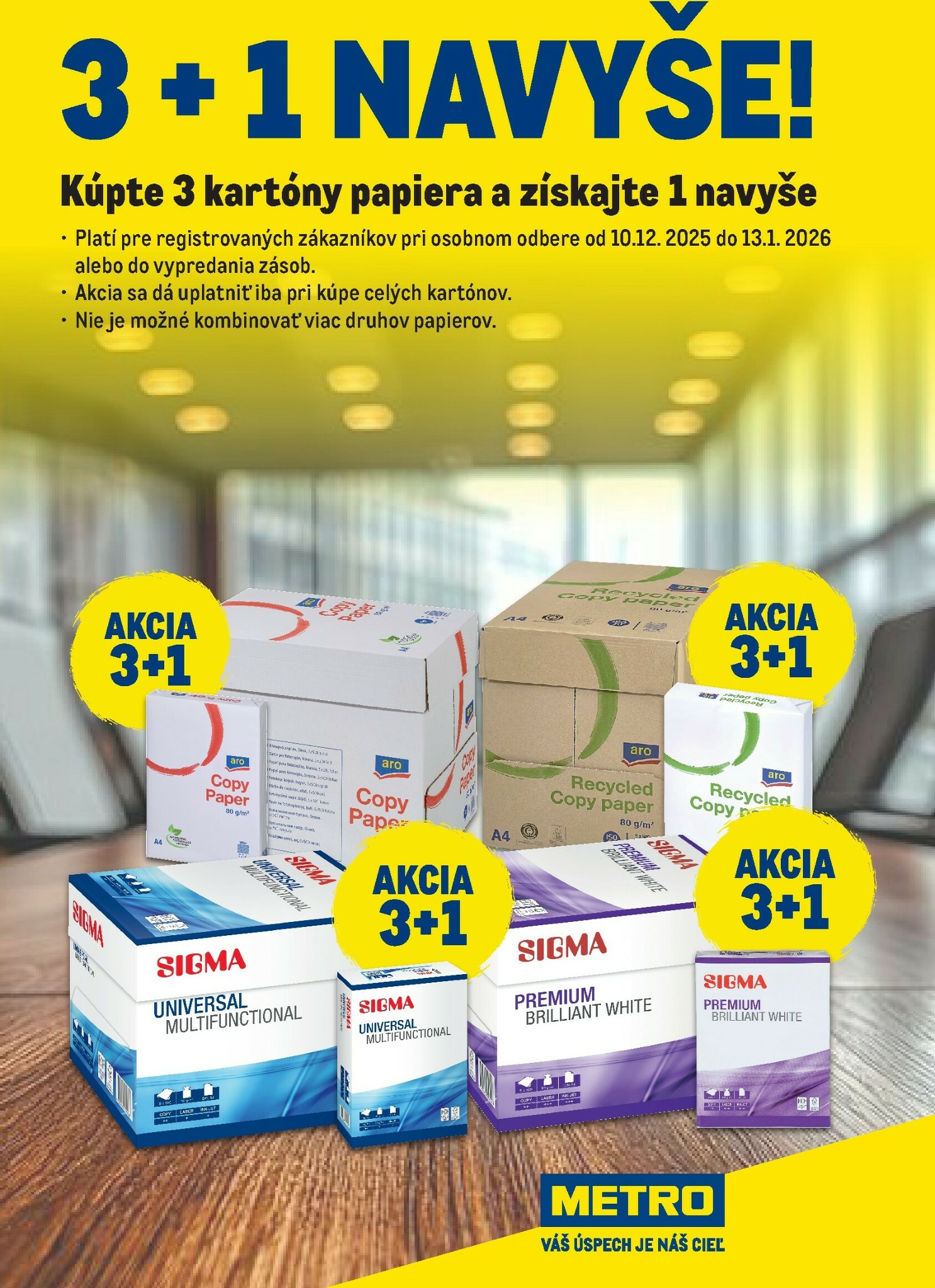 metro - Leták Metro - 3+1 Kúpte 3 kartóny papiera a získajte 1 navyše platný od 10.12. do 13.01. - page: 1