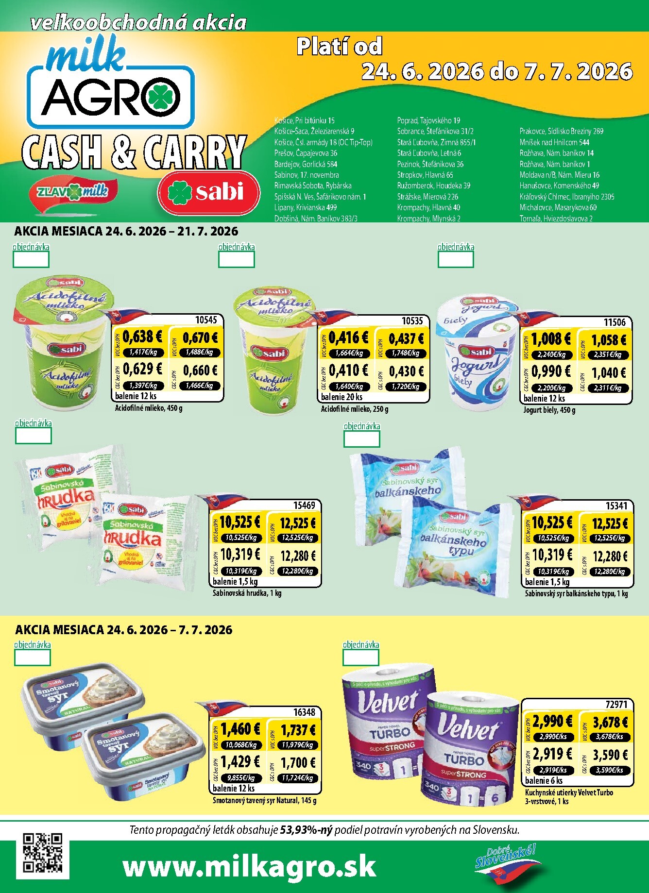 milk-agro - Nový Milk Agro - Cash & Carry leták od stredy, 24.06.2026 do utorka, 07.07.2026 - page: 1