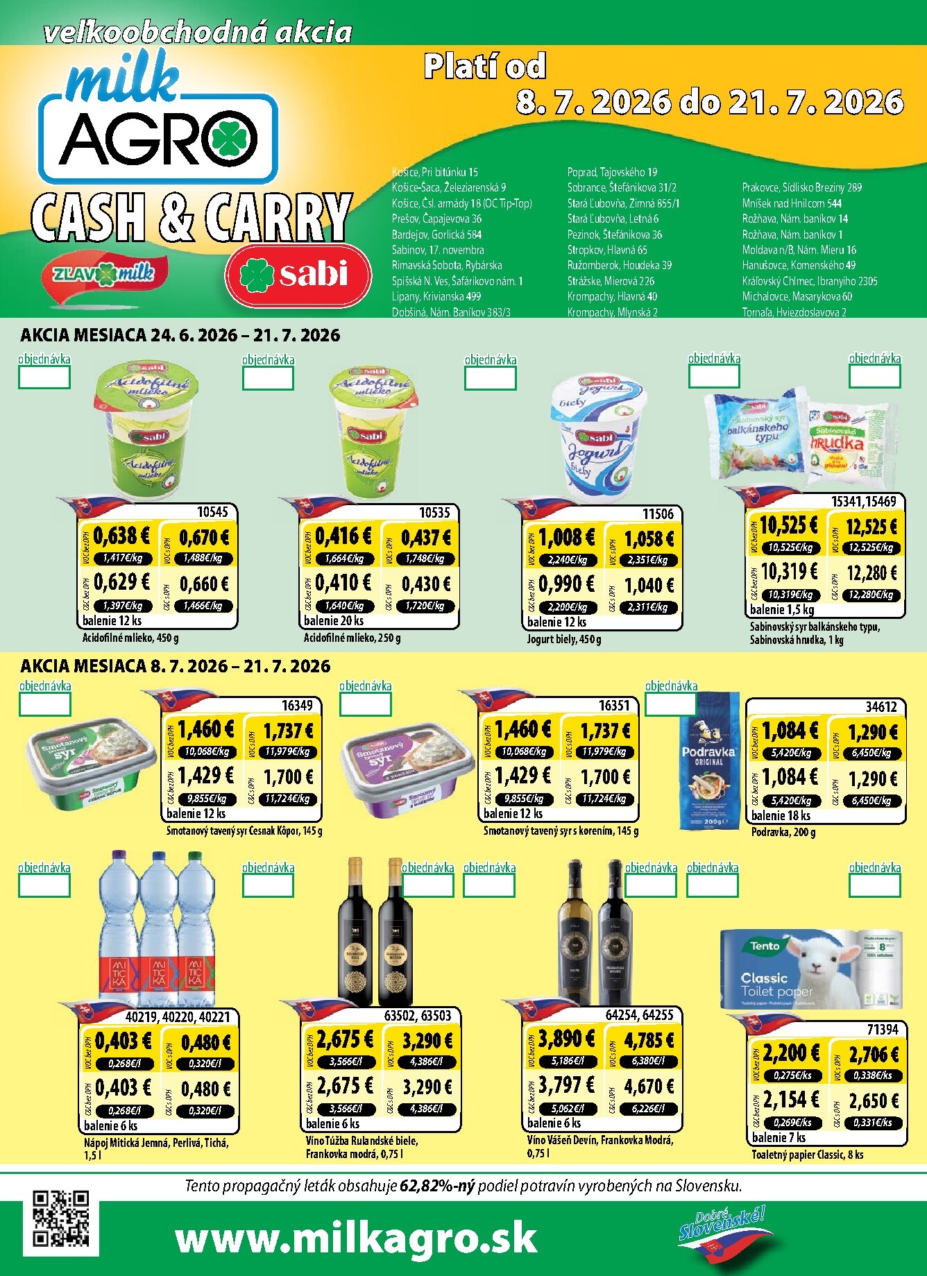 milk-agro - Nový Milk Agro - Cash & Carry leták od stredy, 08.07.2026 do utorka, 21.07.2026 - page: 1