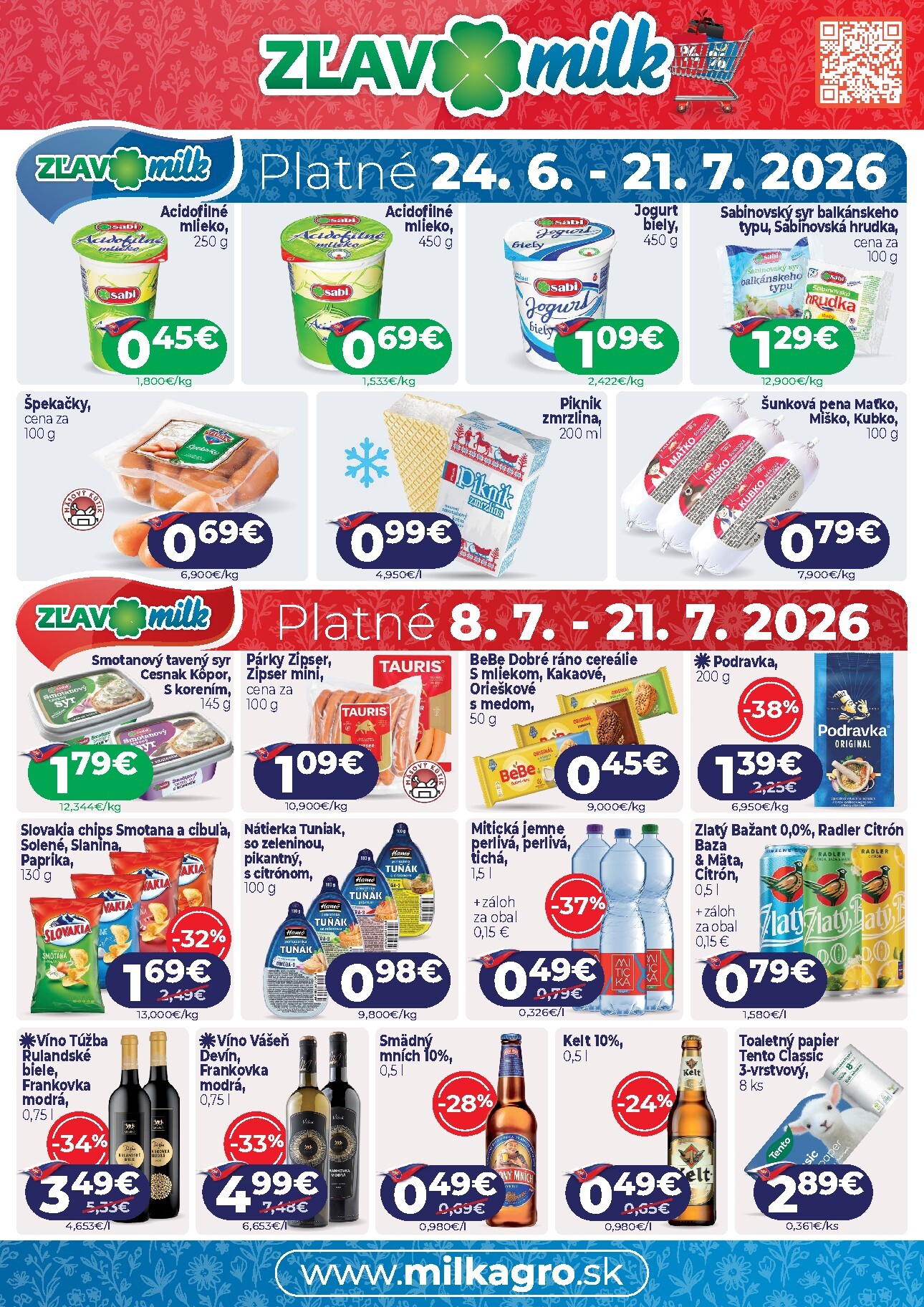 milk-agro - Aktuálny Milk Agro - Zľavnená ponuka leták od stredy, 24.06.2026 do utorka, 21.07.2026 - page: 1