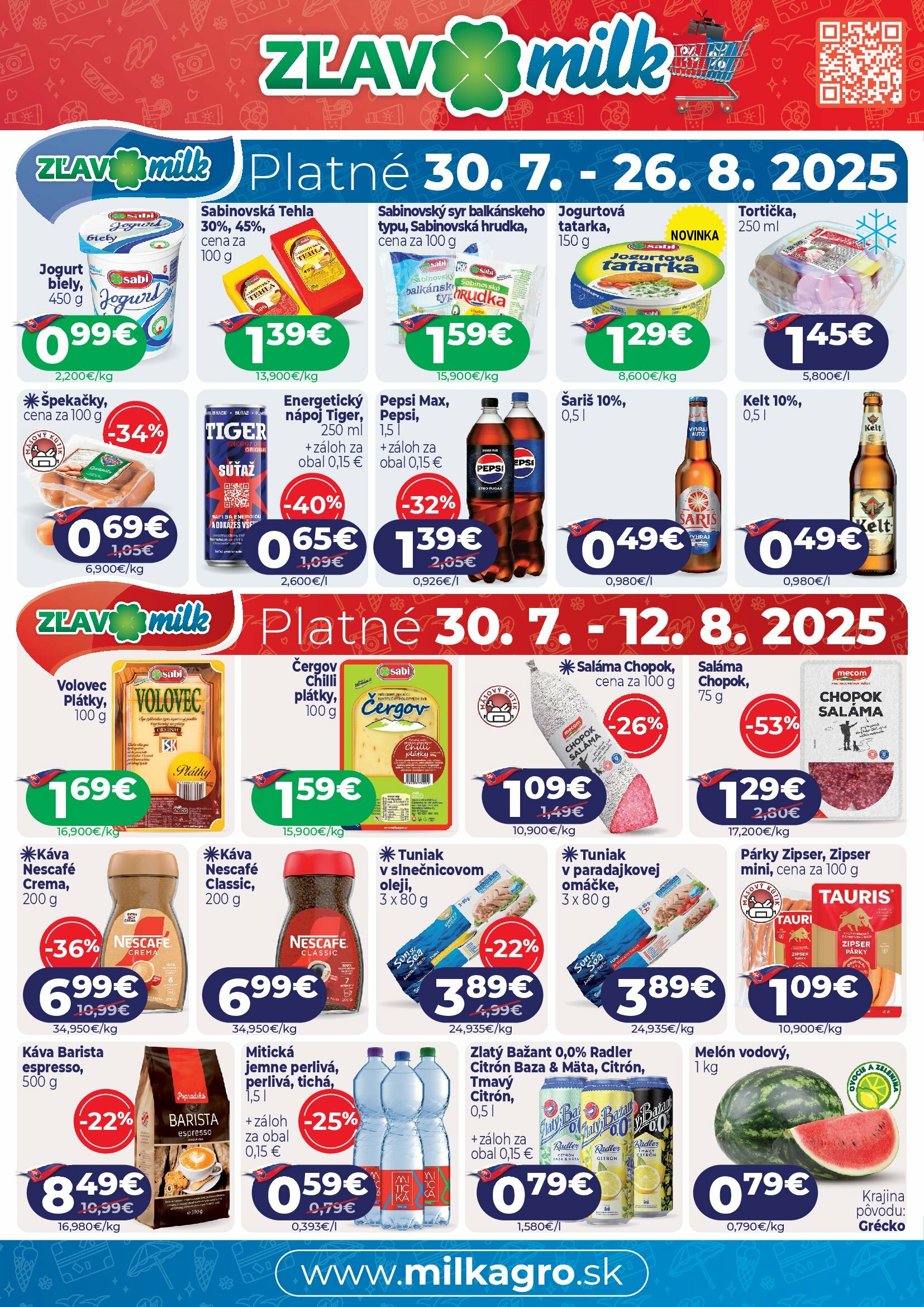 milk-agro - Leták Milk Agro - Zľavy Milk platný od 30.07. do 26.08. - page: 1