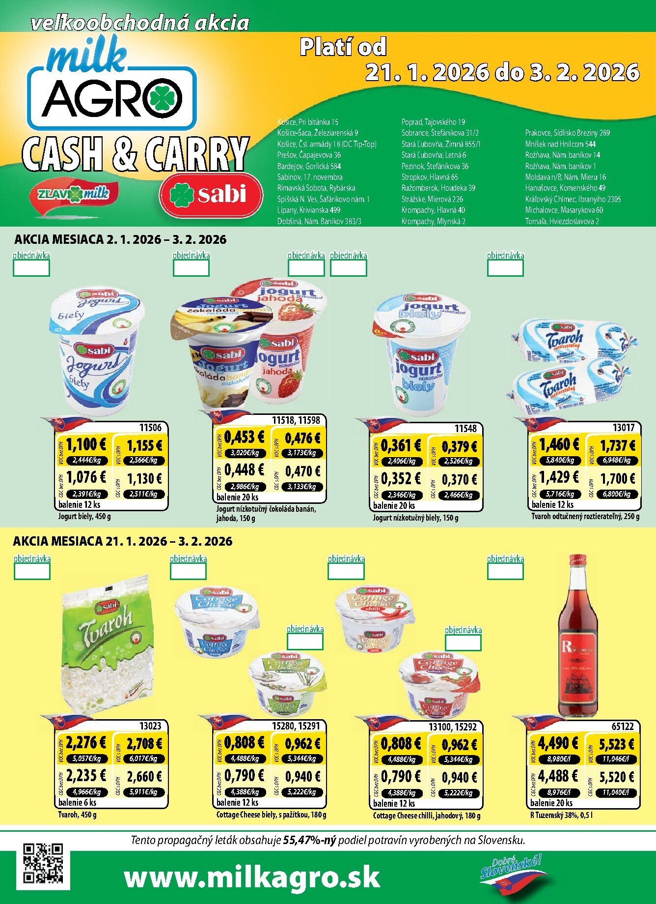 milk-agro - Leták Milk Agro - Cash & Carry platný od 21.01. do 03.02. - page: 1