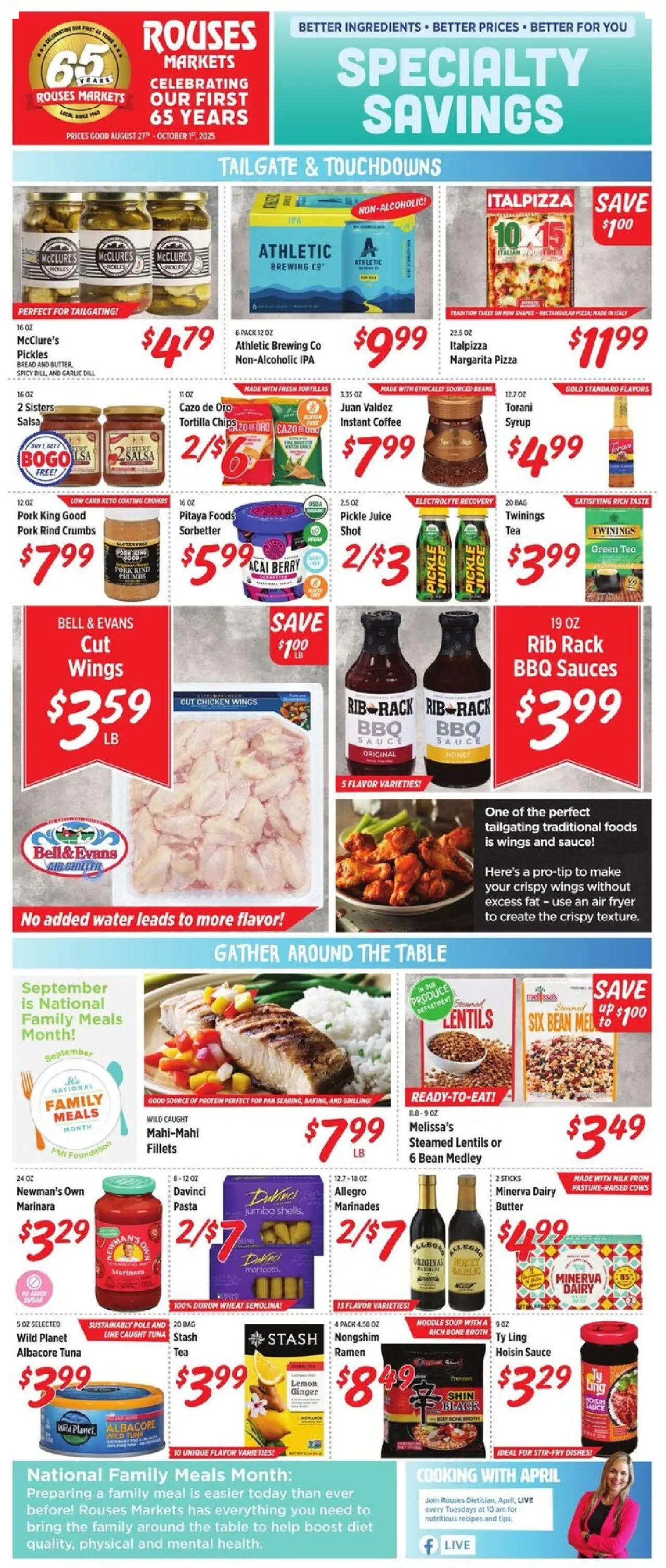 rouses - Rouses Specialty Savings - 08/27 - 10/01 2025
