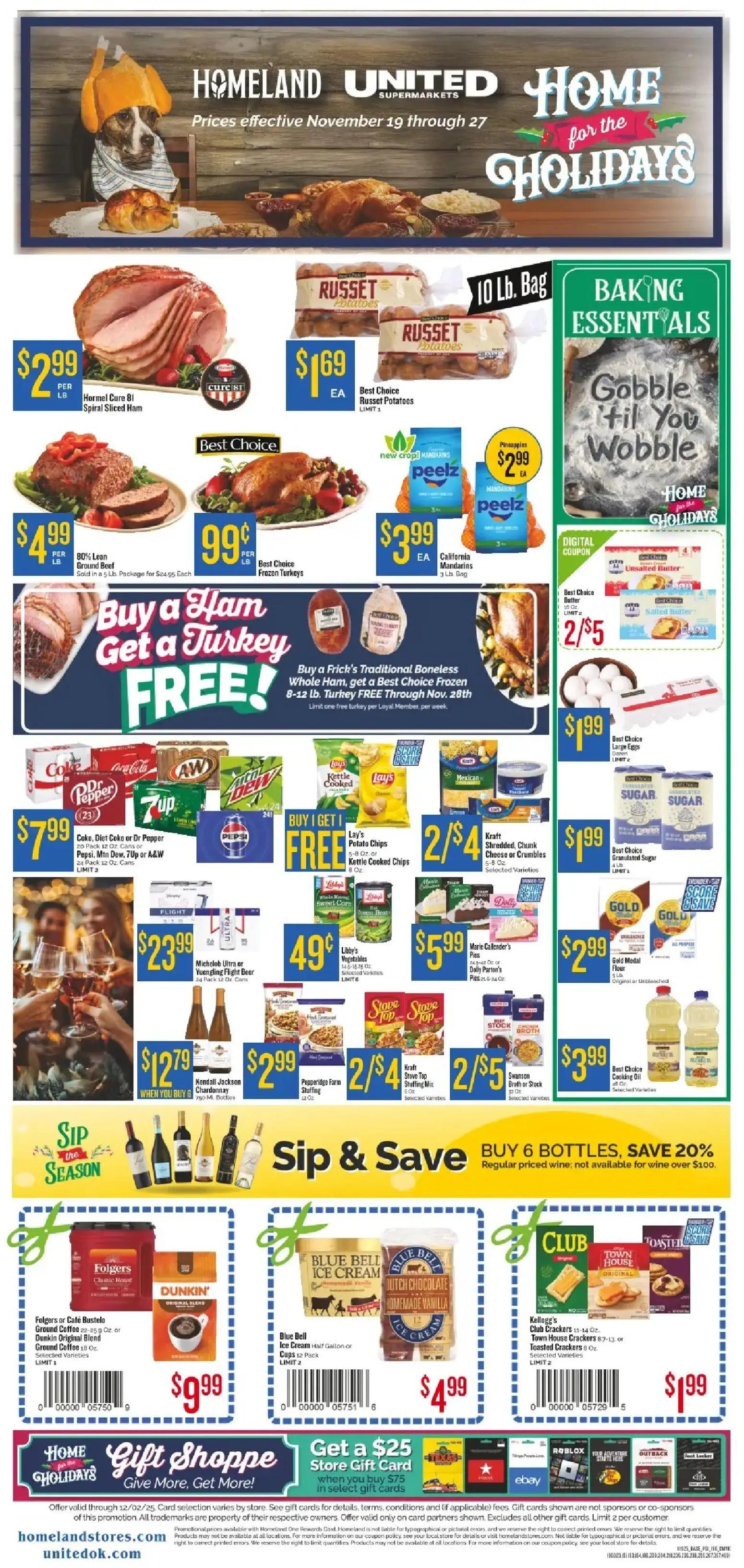 homeland - Homeland Weekly Ad - 11/19 - 11/27 2025 - page: 1