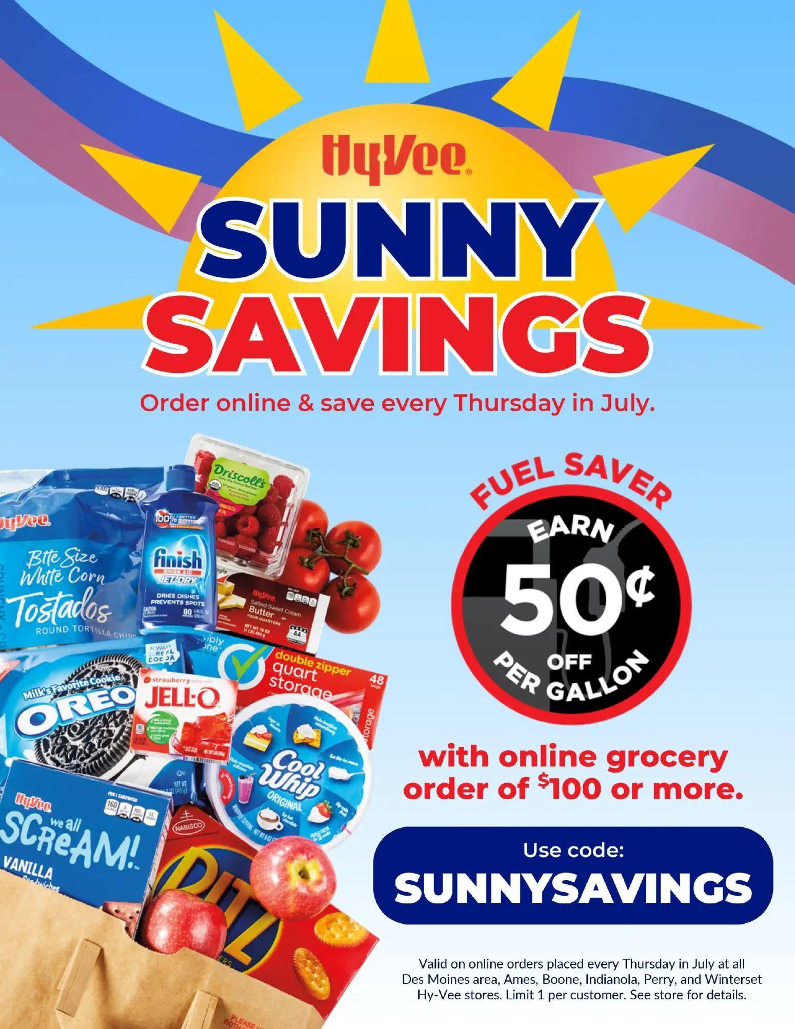 hyvee - HyVee Sunny Savings Online Fuel Saver - 07/13 - 07/19 2026