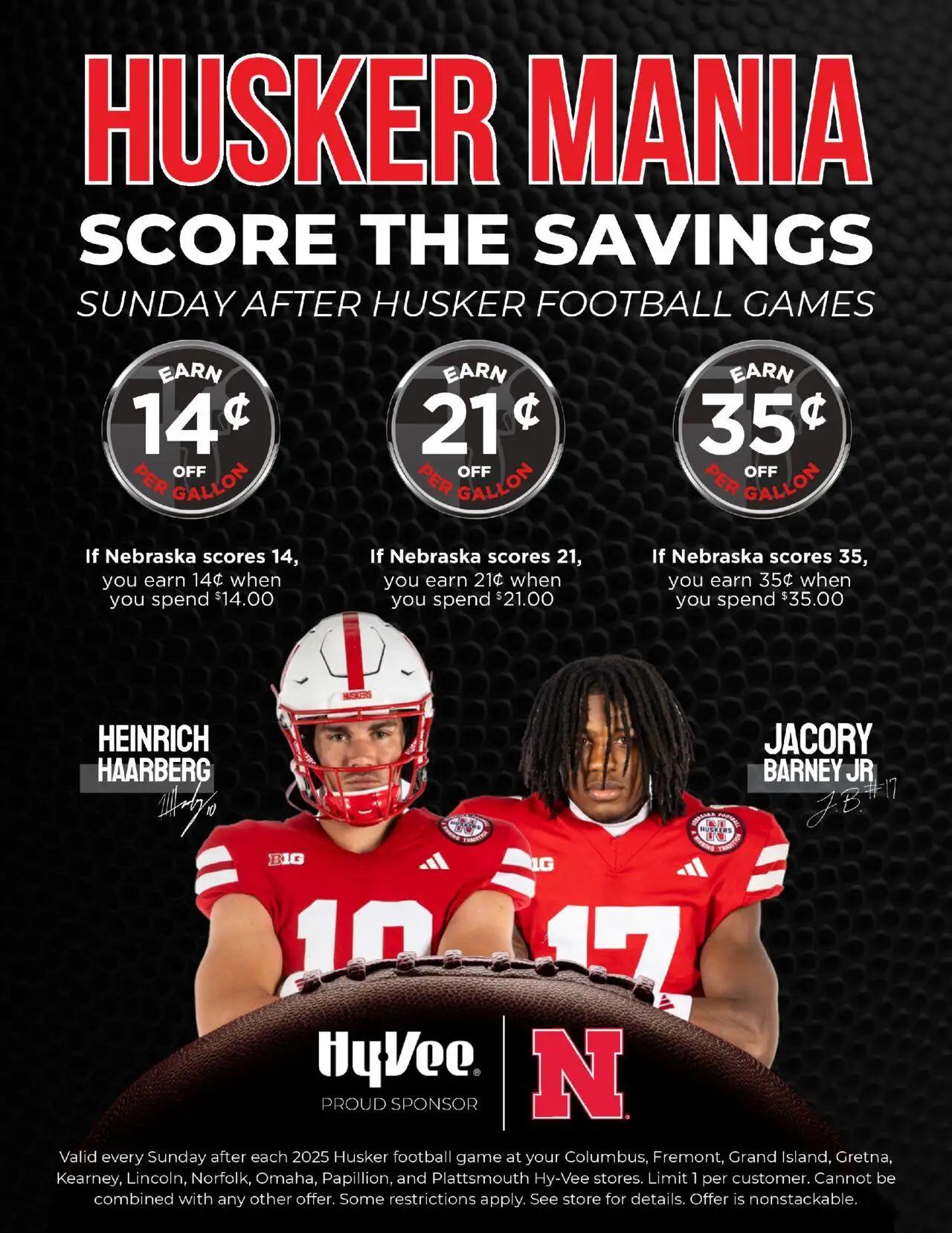 hyvee - HyVee Husker Mania - 08/31 - 12/31 2025