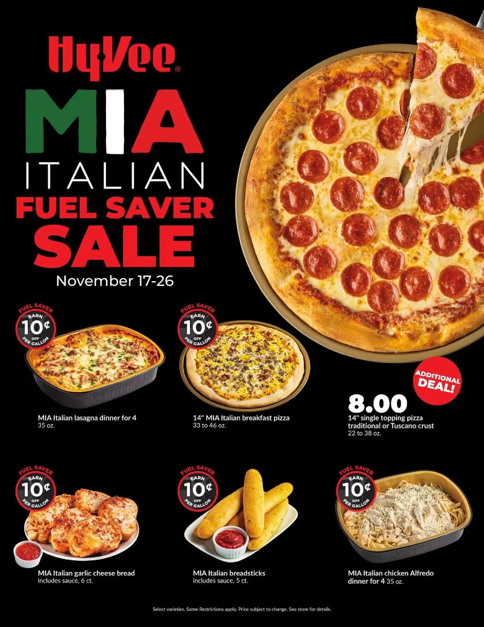 hyvee - HyVee Mia Italia Fuel Saver Sale - 11/17 - 11/27 2025