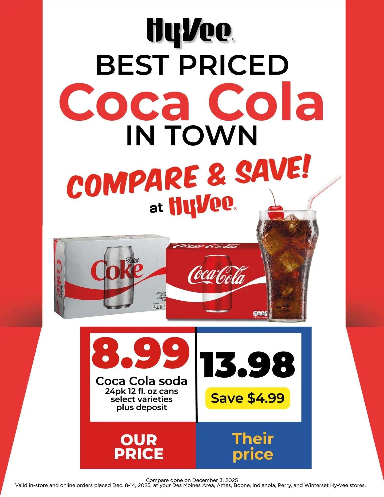 hyvee - HyVee Coca Cola 24pk Sale! - 12/08 - 12/14 2025 - page: 1