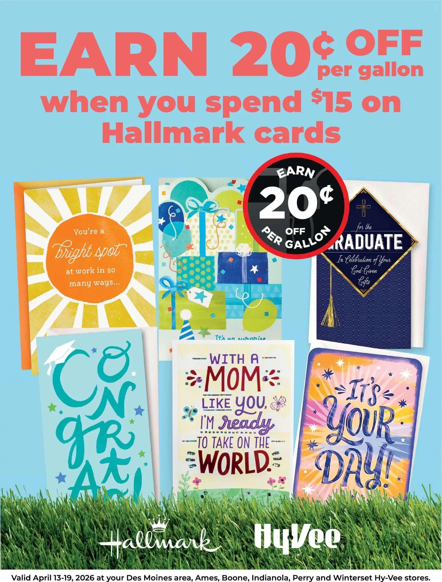 hyvee - HyVee Hallmark Gift Card Fuel Saver Sale - 04/13 - 04/19 2026