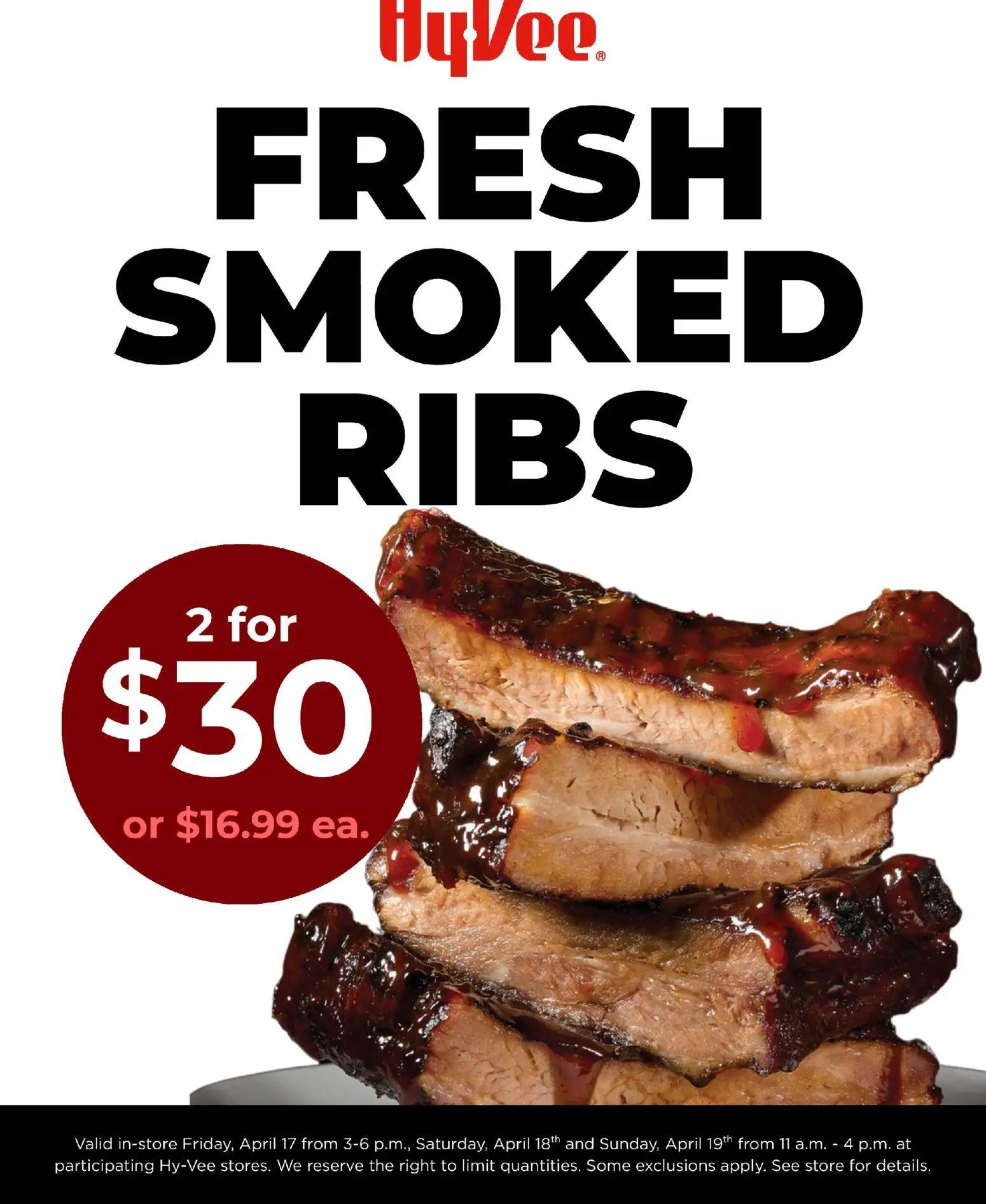 hyvee - HyVee Fresh Smoked Ribs - 04/17 - 04/19 2026