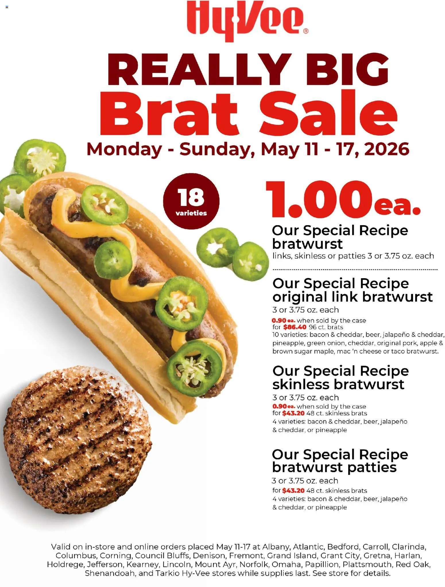hyvee - HyVee Really Big Brat Sale - 05/11 - 05/16 2026
