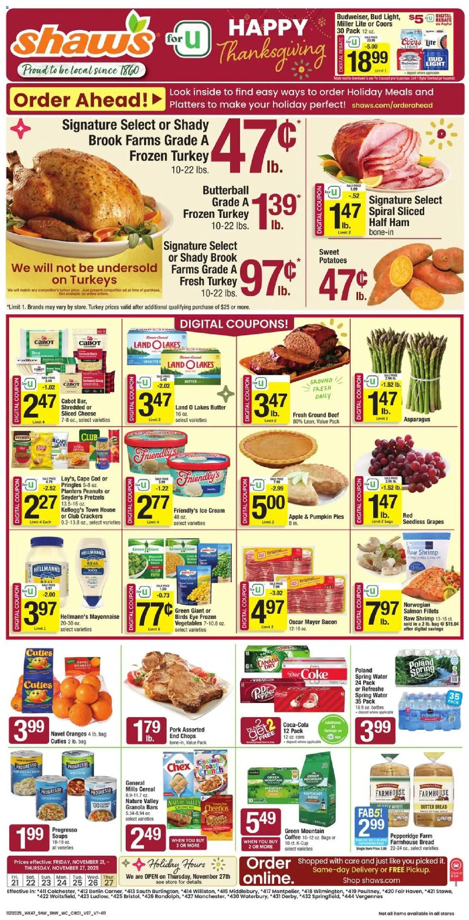shaws - Shaw's Weekly Ad - VT - 11/21 - 11/27 2025